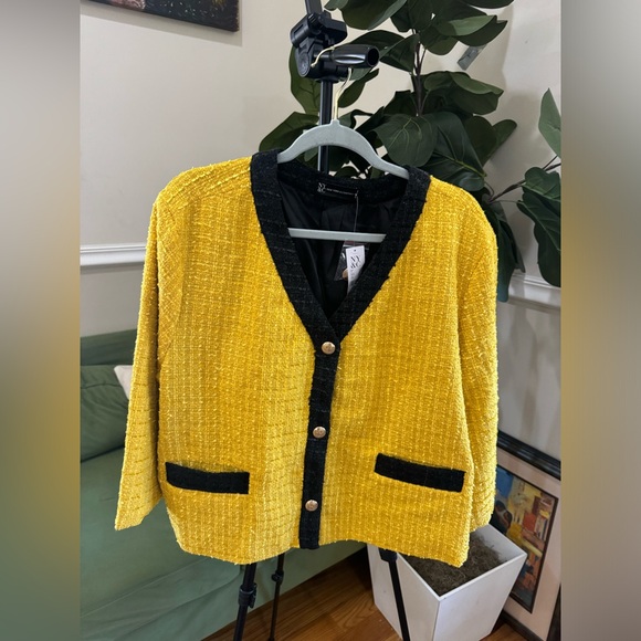 Ny&Company Yellow Black Plus size Women’s Tweed Jacket Blazer Fall Jacket XXL - Picture 5 of 16